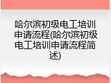 哈尔滨初级电工培训申请流程(哈尔滨初级电工培训申请流程简述)