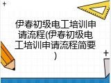 伊春初级电工培训申请流程(伊春初级电工培训申请流程简要)