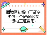 西城区初级电工证多少钱一个(西城区初级电工证费用)