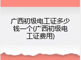 广西初级电工证多少钱一个(广西初级电工证费用)
