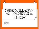 安徽初级电工证多少钱一个(安徽初级电工证费用)