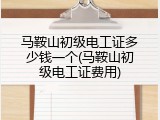 马鞍山初级电工证多少钱一个(马鞍山初级电工证费用)