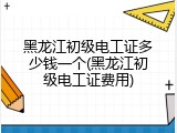 黑龙江初级电工证多少钱一个(黑龙江初级电工证费用)