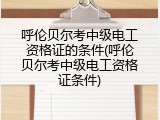 呼伦贝尔考中级电工资格证的条件(呼伦贝尔考中级电工资格证条件)