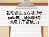 朝阳哪些地方可以考高级电工证(朝阳考高级电工证地方)