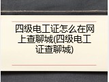 四级电工证怎么在网上查聊城(四级电工证查聊城)
