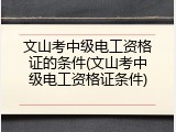 文山考中级电工资格证的条件(文山考中级电工资格证条件)