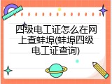 四级电工证怎么在网上查蚌埠(蚌埠四级电工证查询)