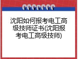 沈阳如何报考电工高级技师证书(沈阳报考电工高级技师)