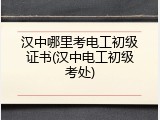 汉中哪里考电工初级证书(汉中电工初级考处)