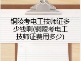 铜陵考电工技师证多少钱啊(铜陵考电工技师证费用多少)