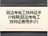 延边考电工技师证多少钱啊(延边考电工技师证费用多少)
