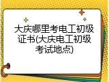 大庆哪里考电工初级证书(大庆电工初级考试地点)