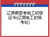 辽源哪里考电工初级证书(辽源电工初级考处)