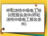 呼和浩特中级电工培训班报名条件(呼和浩特中级电工报名条件)