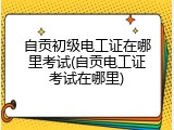 自贡初级电工证在哪里考试(自贡电工证考试在哪里)