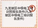 九龙坡区中级电工培训班报名条件(九龙坡区中级电工培训报名条件)