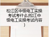 松江区中级电工实操考试考什么(松江中级电工实操考试内容)