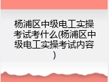 杨浦区中级电工实操考试考什么(杨浦区中级电工实操考试内容)