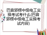 巴音郭楞中级电工实操考试考什么(巴音郭楞中级电工实操考试内容)