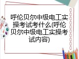 呼伦贝尔中级电工实操考试考什么(呼伦贝尔中级电工实操考试内容)