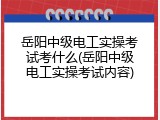 岳阳中级电工实操考试考什么(岳阳中级电工实操考试内容)