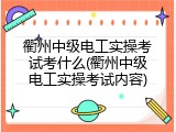 衢州中级电工实操考试考什么(衢州中级电工实操考试内容)