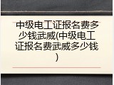 中级电工证报名费多少钱武威(中级电工证报名费武威多少钱)