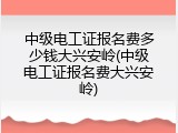 中级电工证报名费多少钱大兴安岭(中级电工证报名费大兴安岭)