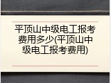 平顶山中级电工报考费用多少(平顶山中级电工报考费用)