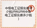 中级电工证报名费多少钱泸州(泸州中级电工证报名费多少钱)