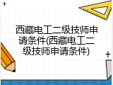 西藏电工二级技师申请条件(西藏电工二级技师申请条件)