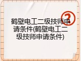 鹤壁电工二级技师申请条件(鹤壁电工二级技师申请条件)