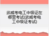 武威考电工中级证在哪里考试(武威考电工中级证考试)