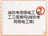 潍坊考高级电工 电工三级难吗(潍坊考高级电工难)