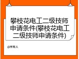 攀枝花电工二级技师申请条件(攀枝花电工二级技师申请条件)