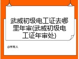 武威初级电工证去哪里年审(武威初级电工证年审处)