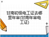 甘南初级电工证去哪里年审(甘南年审电工证)