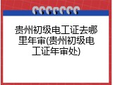 贵州初级电工证去哪里年审(贵州初级电工证年审处)