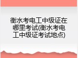 衡水考电工中级证在哪里考试(衡水考电工中级证考试地点)