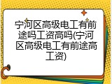 宁河区高级电工有前途吗工资高吗(宁河区高级电工有前途高工资)