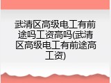 武清区高级电工有前途吗工资高吗(武清区高级电工有前途高工资)