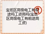 宝坻区高级电工有前途吗工资高吗(宝坻区高级电工有前途高工资)
