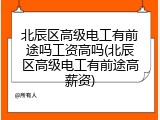 北辰区高级电工有前途吗工资高吗(北辰区高级电工有前途高薪资)