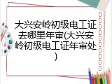 大兴安岭初级电工证去哪里年审(大兴安岭初级电工证年审处)