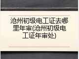 沧州初级电工证去哪里年审(沧州初级电工证年审处)