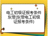 电工初级证报考条件东营(东营电工初级证报考条件)