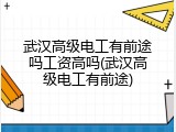 武汉高级电工有前途吗工资高吗(武汉高级电工有前途)