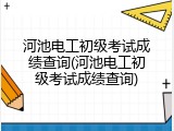 河池电工初级考试成绩查询(河池电工初级考试成绩查询)