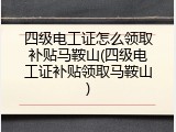 四级电工证怎么领取补贴马鞍山(四级电工证补贴领取马鞍山)